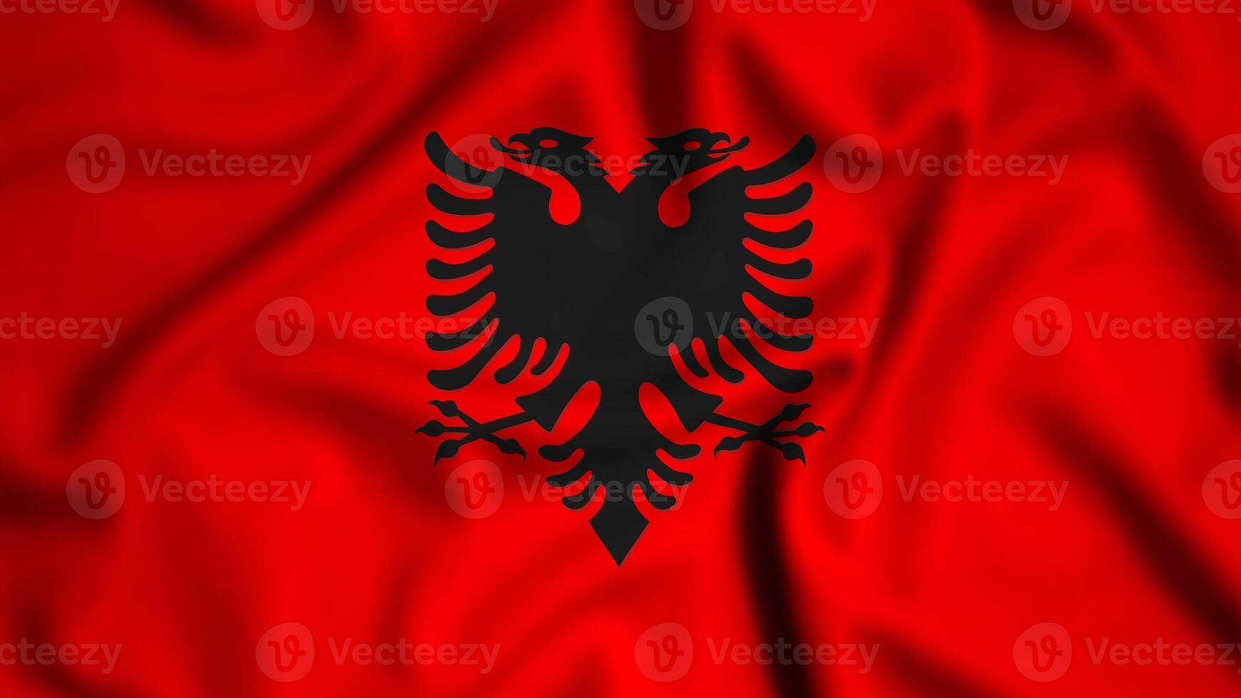Albania flag waving in the wind background illustration, silk photo