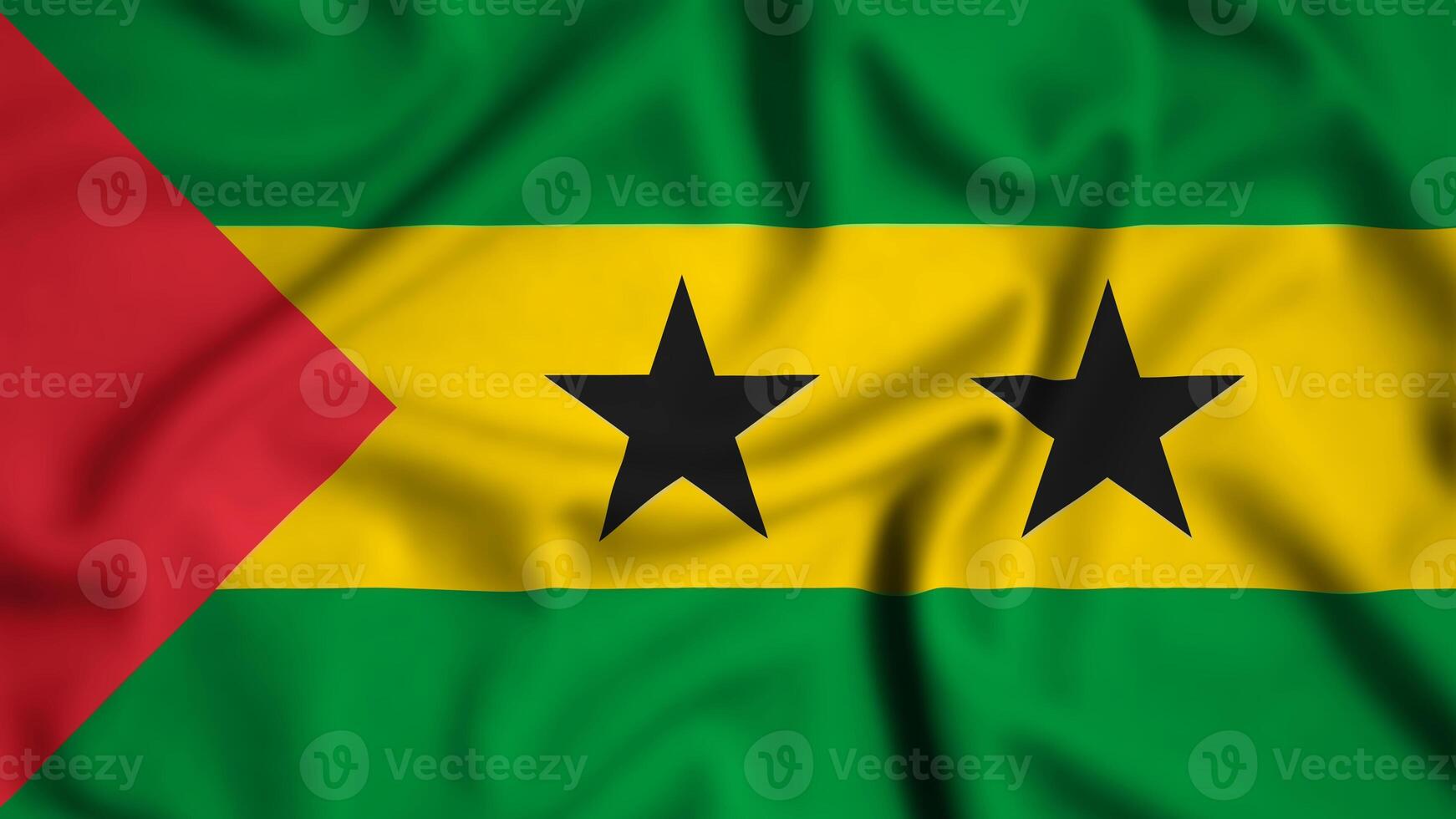 Sao Tome and Principe flag waving in the wind background illustration, silk photo
