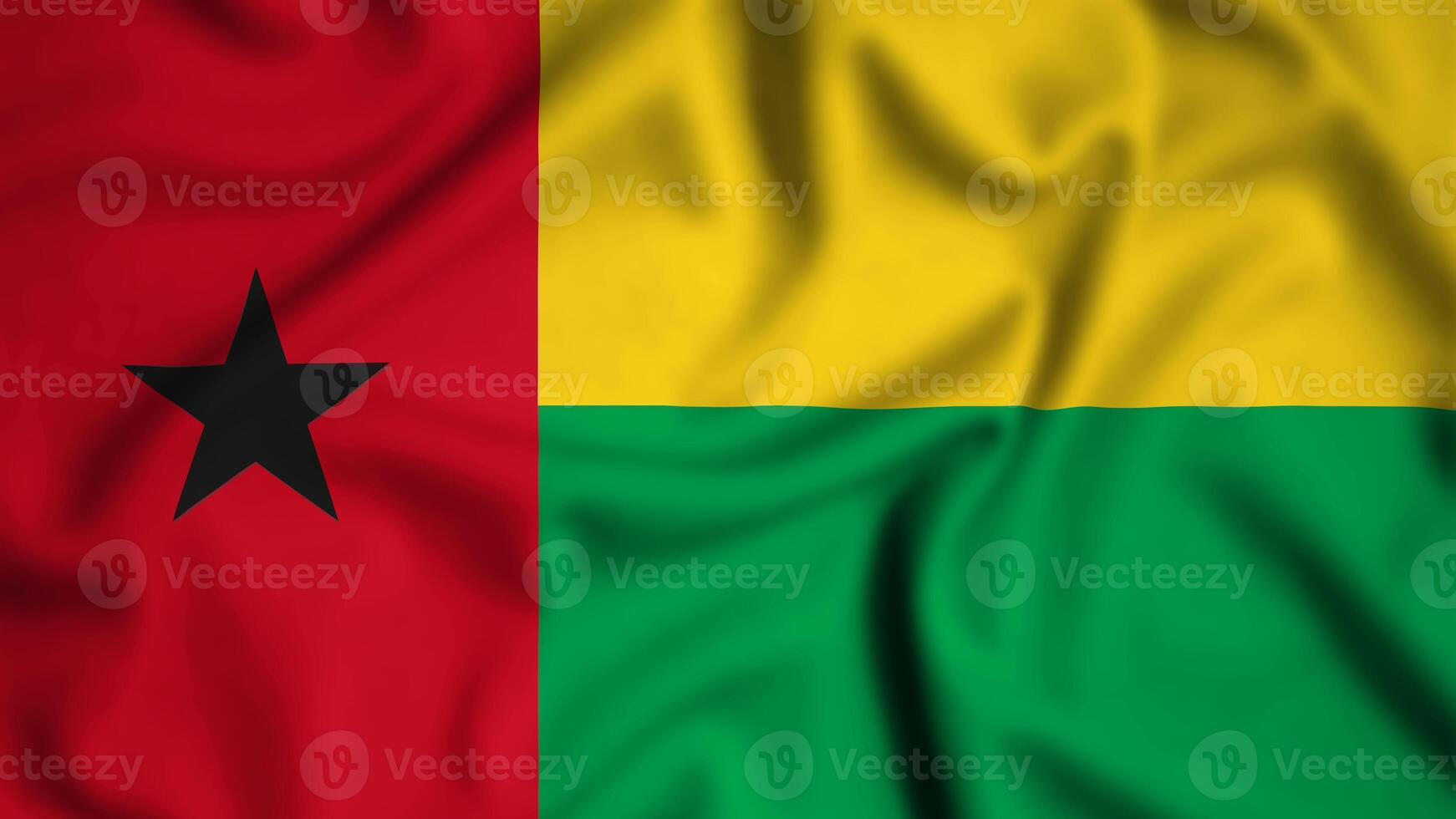 Guinea Bissau flag waving in the wind background illustration, silk photo