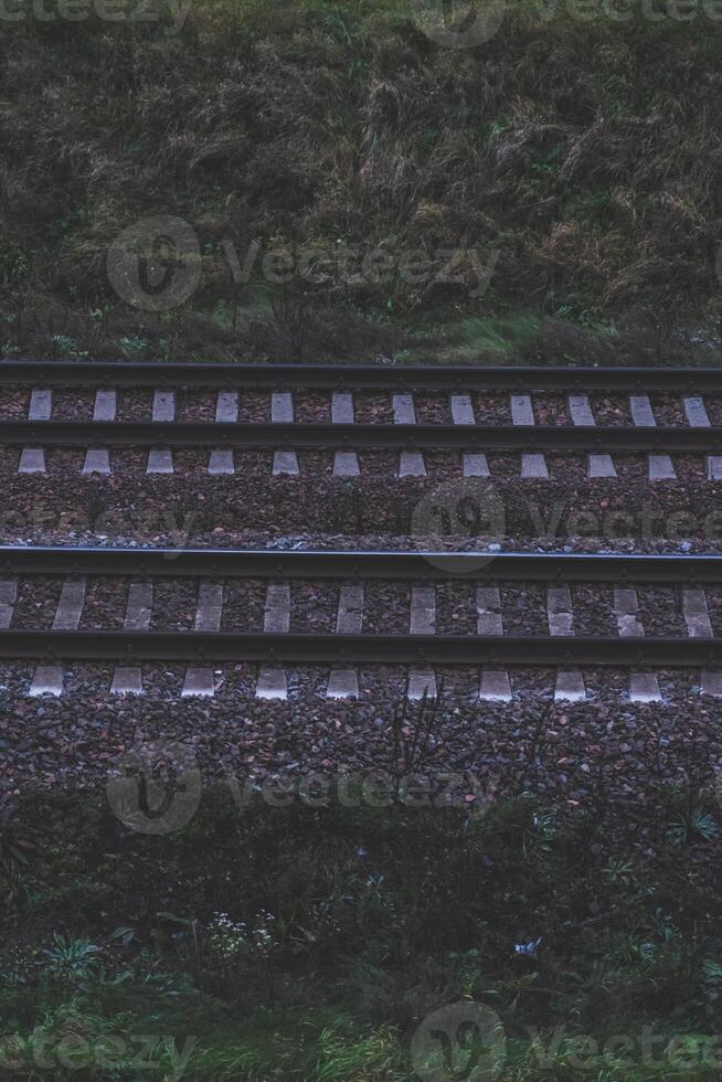 Railway, on a cold, evening, autumn day photo