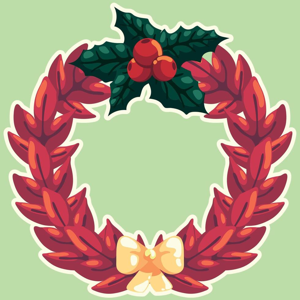 Christmas wreath with mistletoe vector