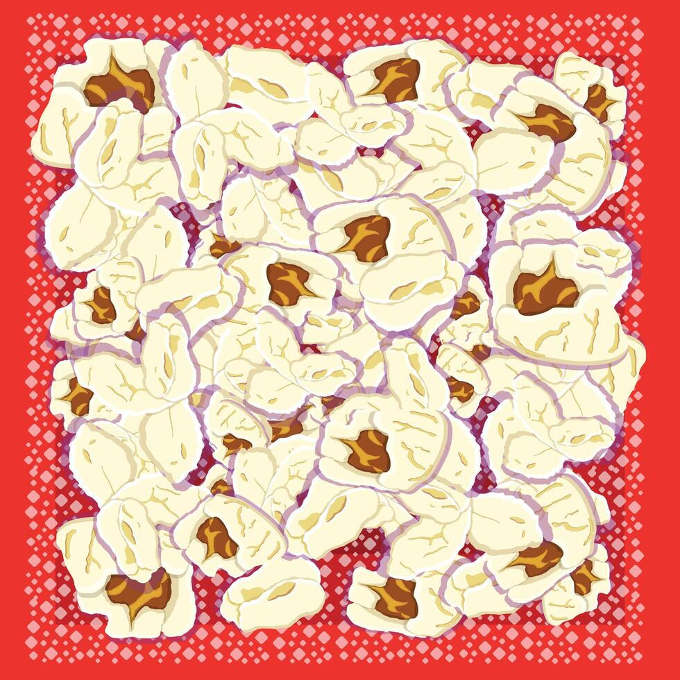 Several Popcorn on red background vector