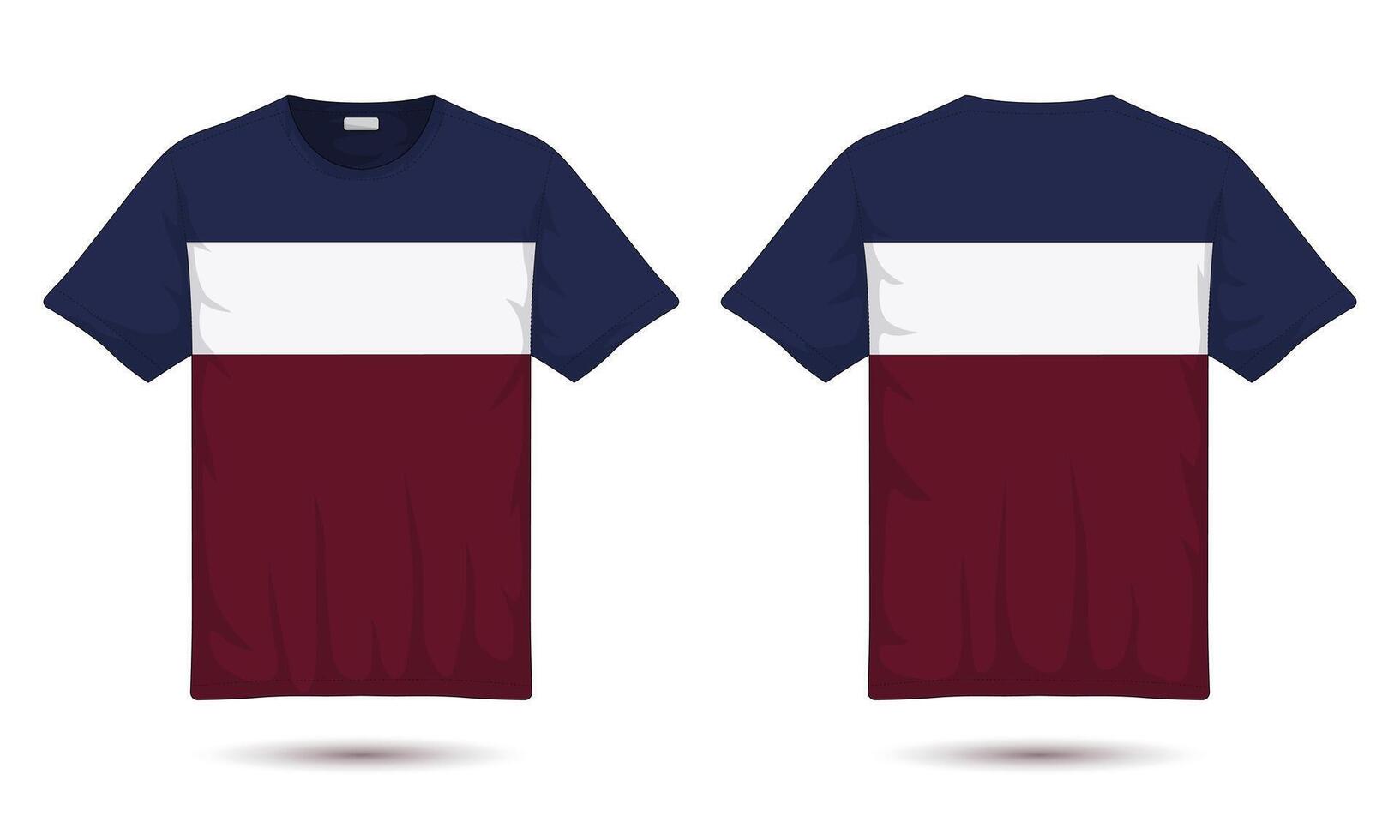 Modern men's striped t-shirt mockup front and back view vector