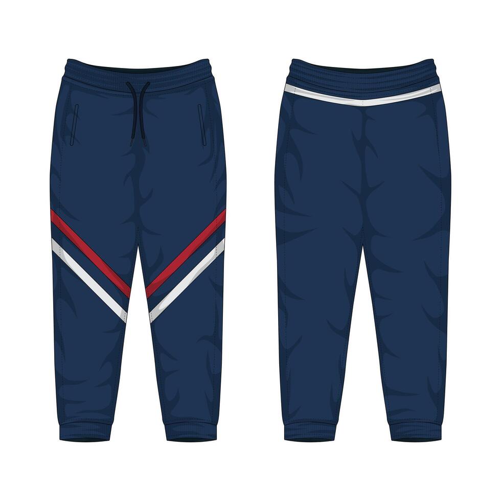 Mockup of dark blue stripes training pants vector