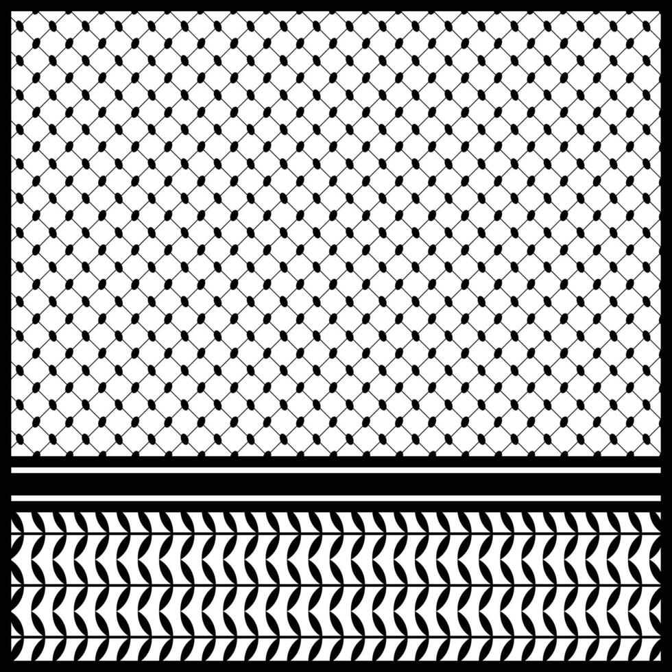 Black and white checkered pattern keffiyeh palestine scarf design vector