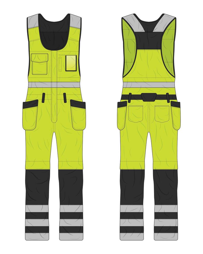 Overall hi vis workwear mockup vector