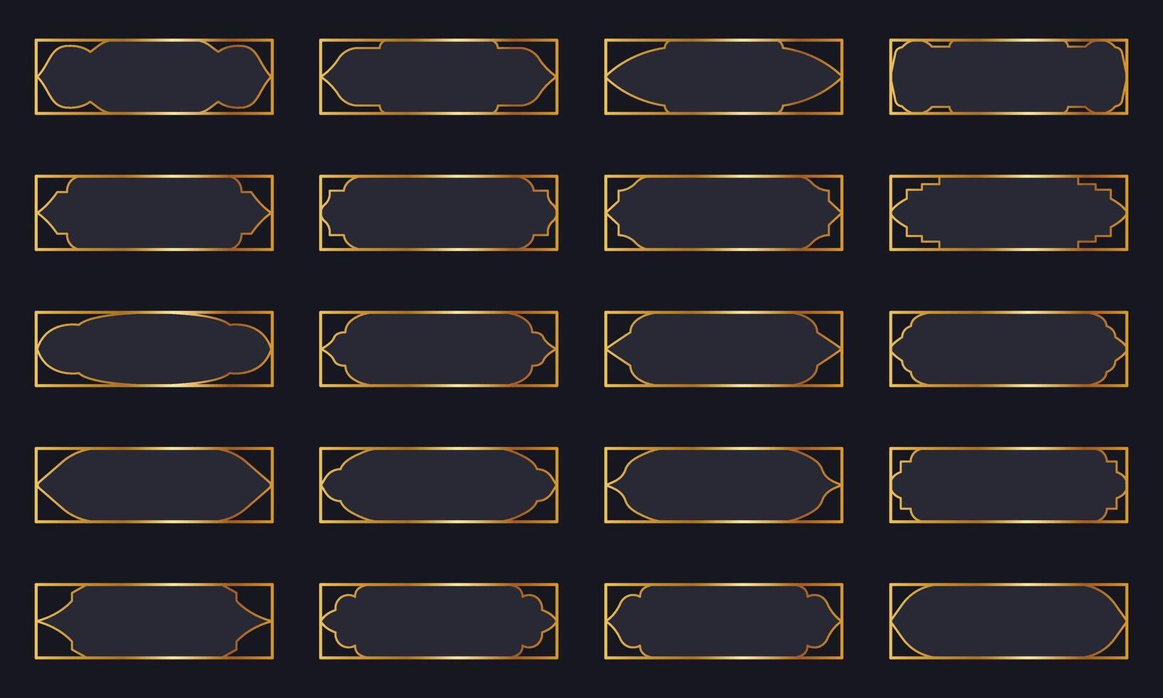 Collection of luxury gold Islamic empty frame templates vector