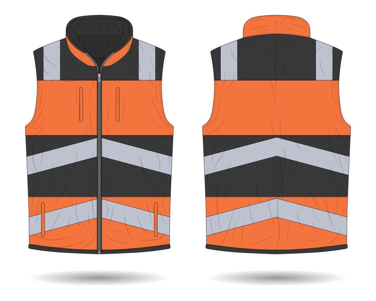 Hi vis sleeveless jacket mockup vector
