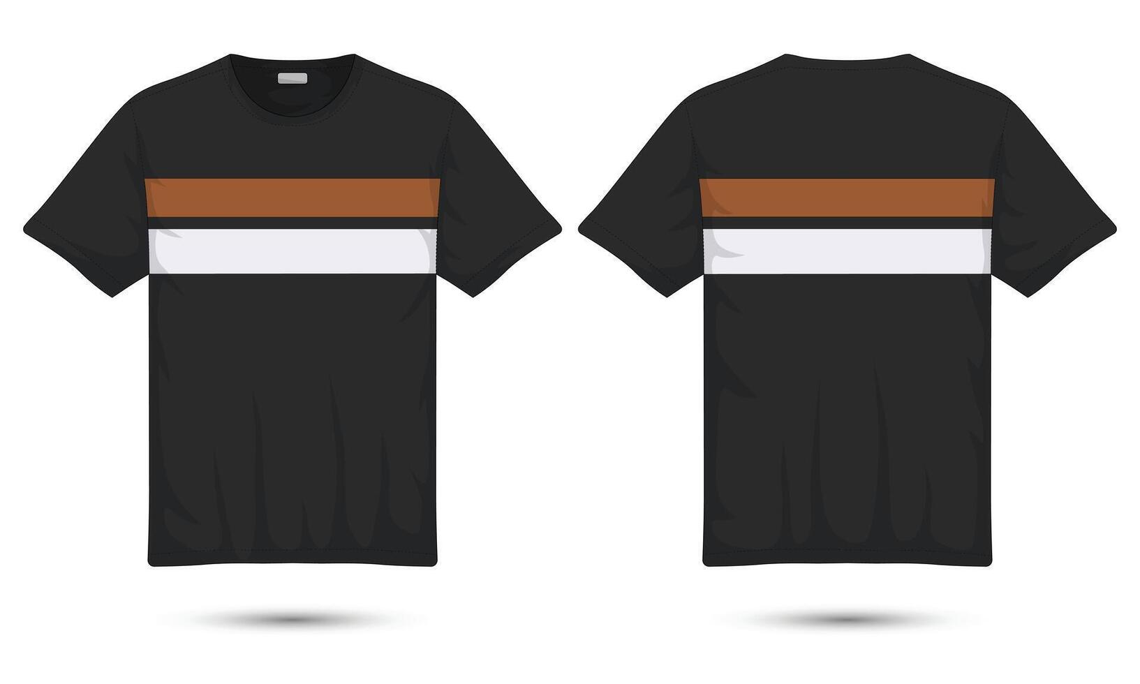 Men's striped t-shirt template front and back view vector
