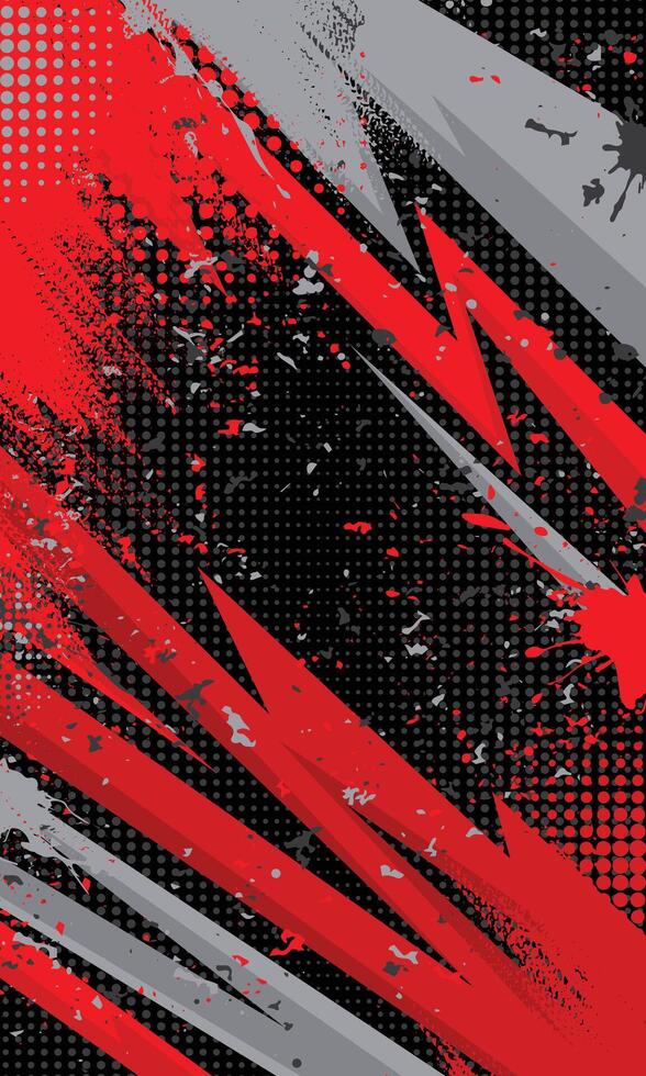 Red geometric stripes racing wallpaper with abstract grunge brush strokes vector