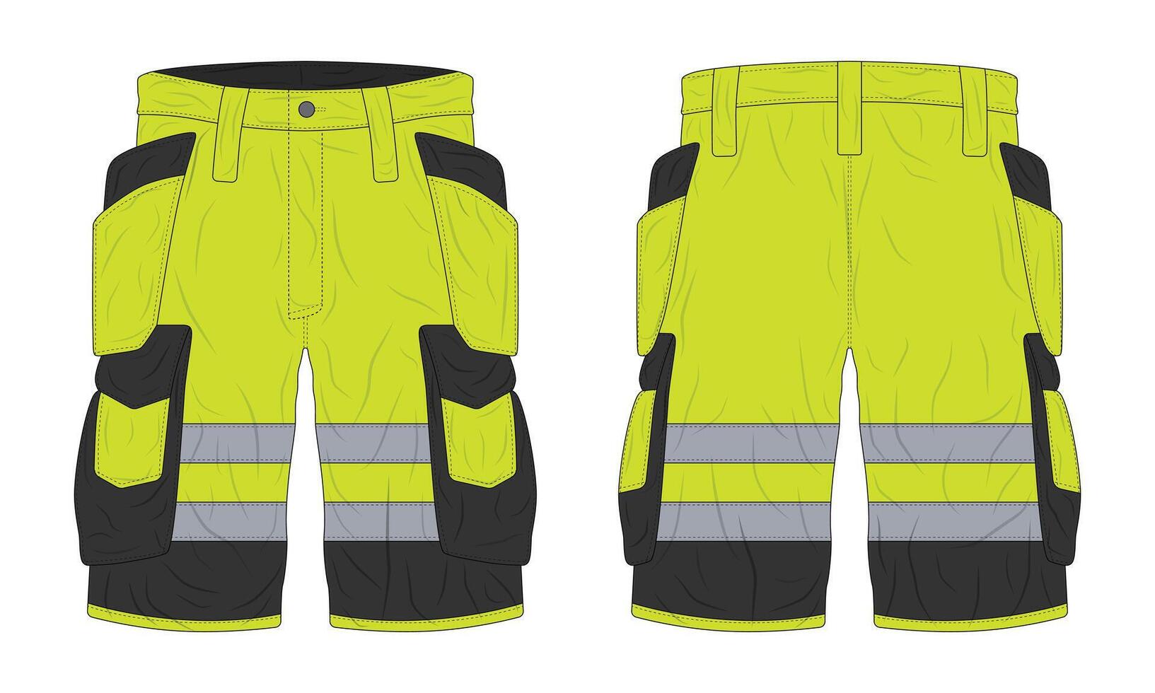 Hi vis pants mockup front and back view vector