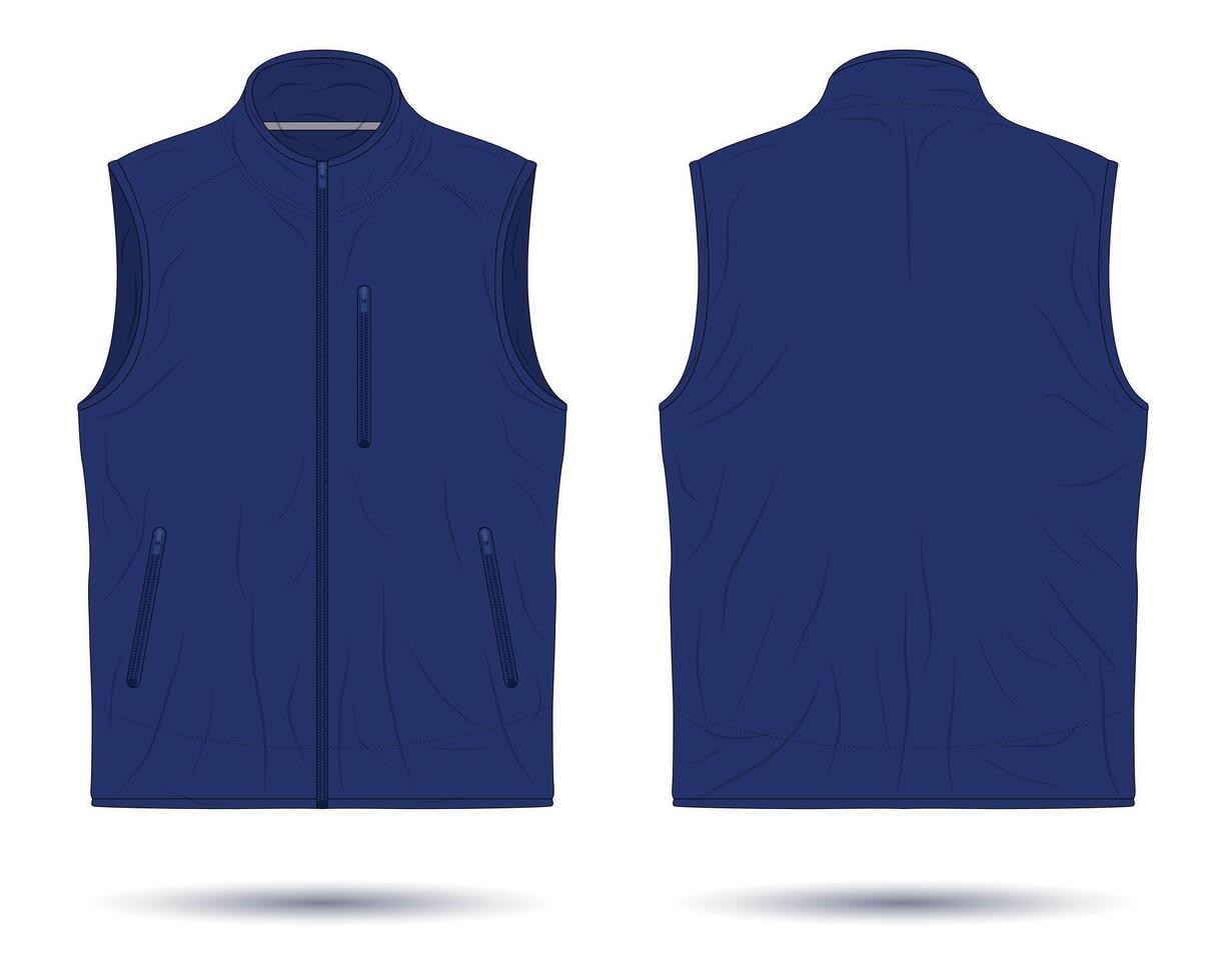 Dark blue zipper vest template vector