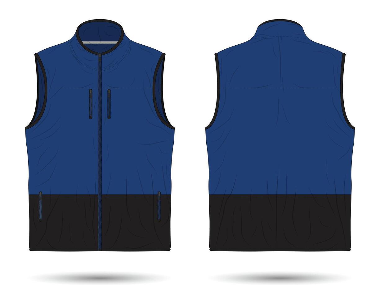 Blue and black modern vest mockup vector