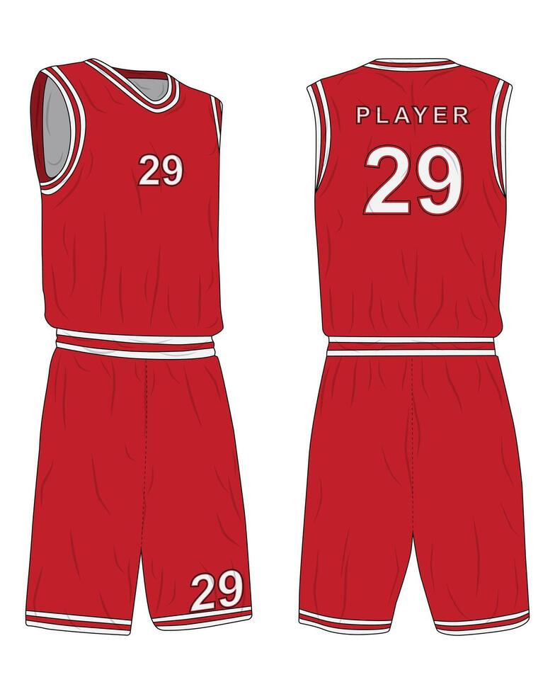 Red basketball jersey uniform mockup vector