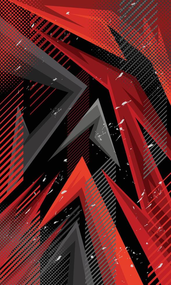 Red and black abstract geometric shape wallpaper for sublimation jersey vector