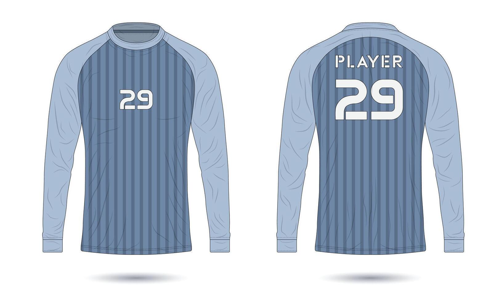Long sleeve striped soccer jersey uniform mockup vector