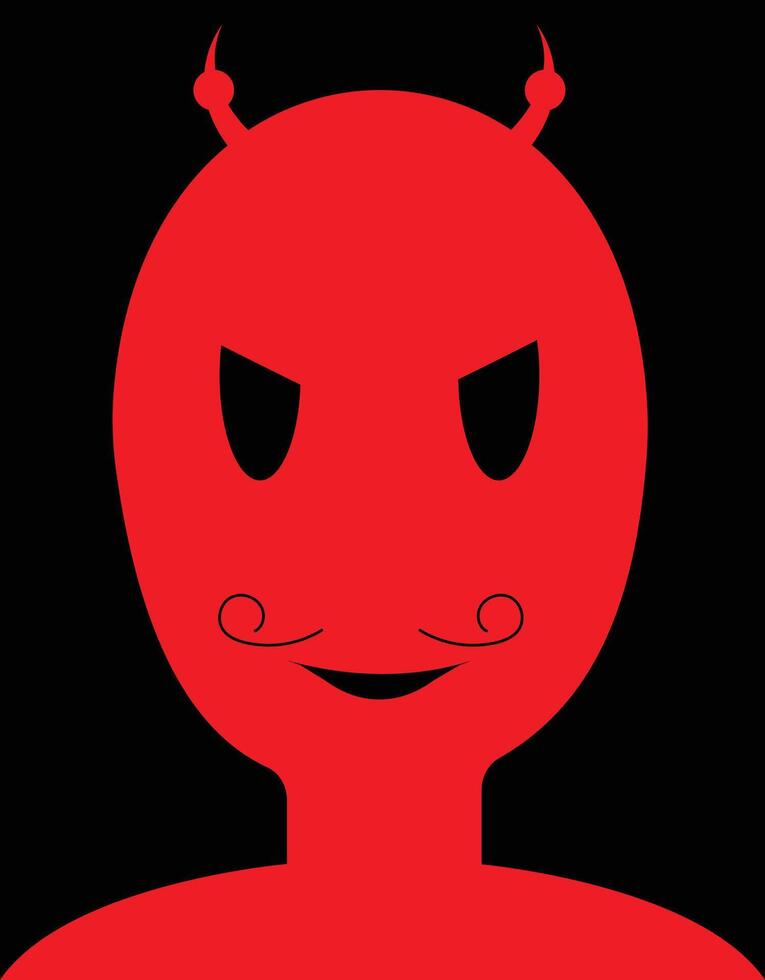 Alien with evil face, an alien smiling with black background, villain illustration, suitable for social media and profile picture, also good for print material and T shirts and posters and halloween vector