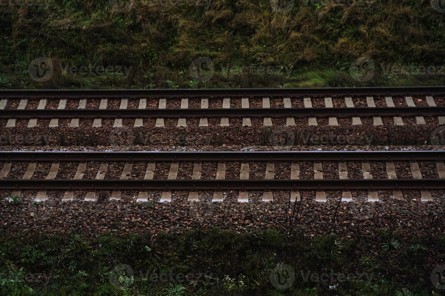 Railway, on a cold, evening, autumn day photo