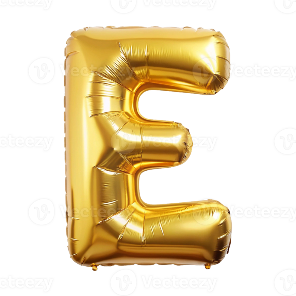 Gold foil balloon letter e png