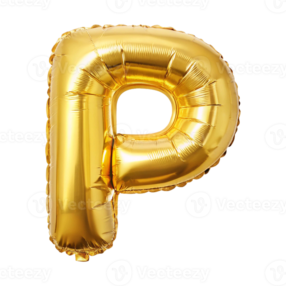 Gold foil balloon letter p png