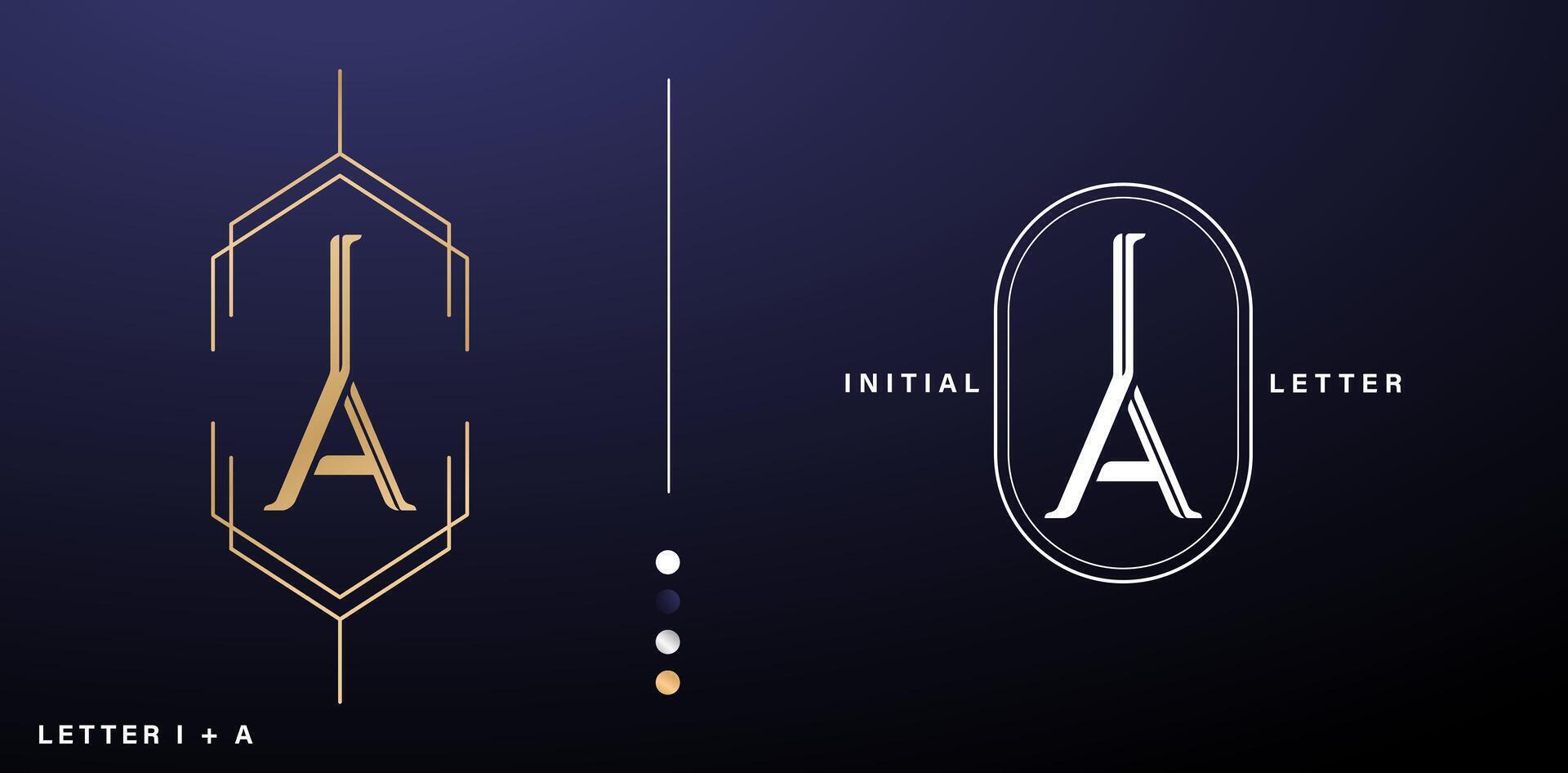 IA monogram letters logo company branding of initial letters minimal styles vector