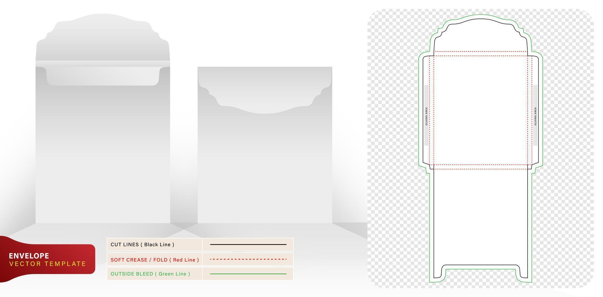 Die cut envelope invitation template isolated backgrounds for your design, packaging branding, product compartment unique designs, minimalist conceptual holder, stationery packs, 3d mock-up realistic vector