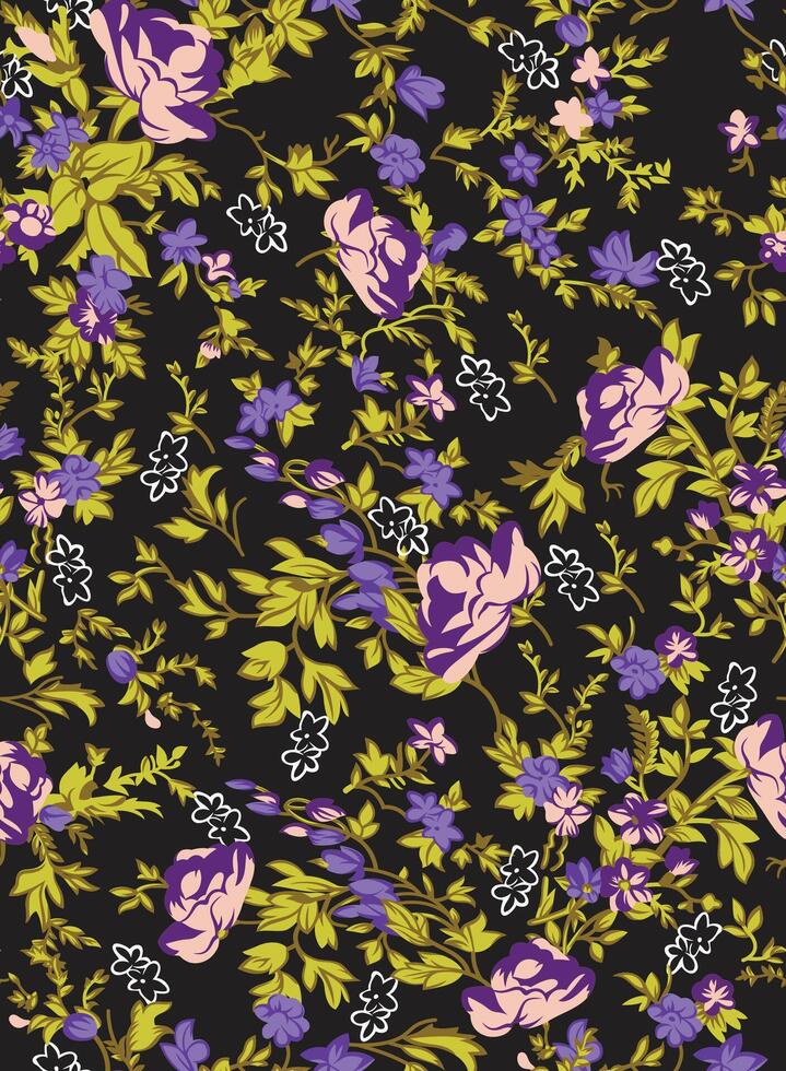 A black and purple floral pattern vector