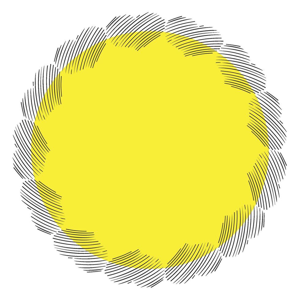 Yellow circle frame made of black doodle hearts vector