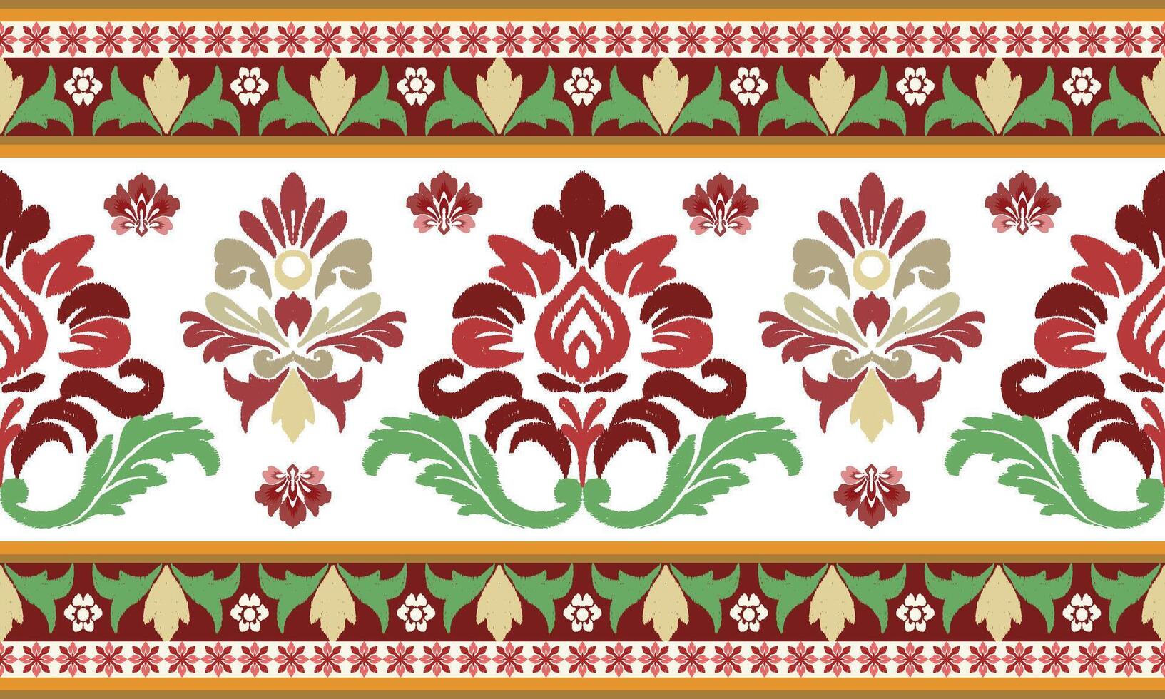 Motifs African boho paisley Floral Ikat pattern embroidery border. Ethnic ikat floral Ethnic Indian Pattern Ikat pattern Ethnic Pattern.Border indian floral Aztec embroidery border seamless patterns. vector
