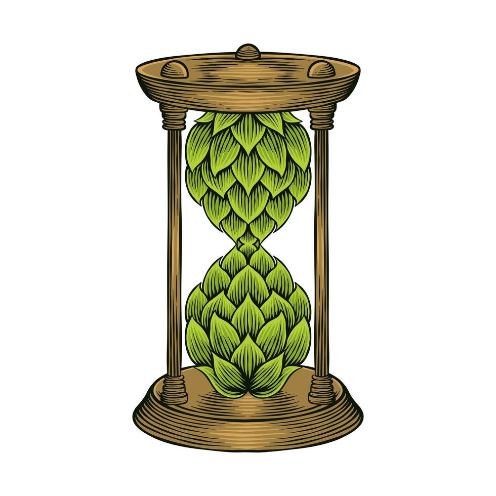 colored illustration of hourglasses and hops vector