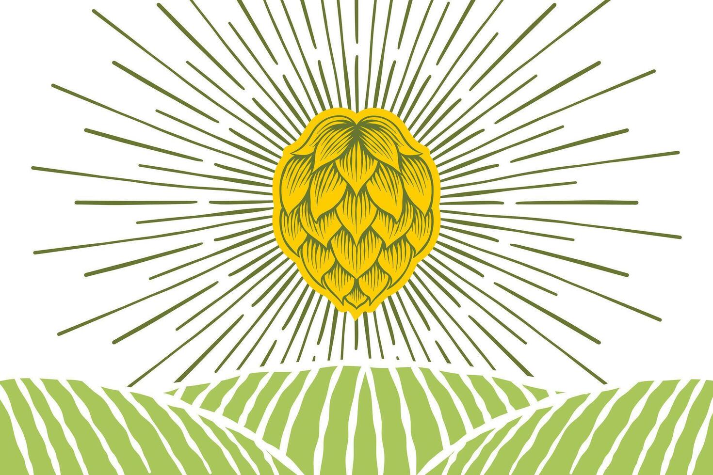 illustration of shining hops and farming vector
