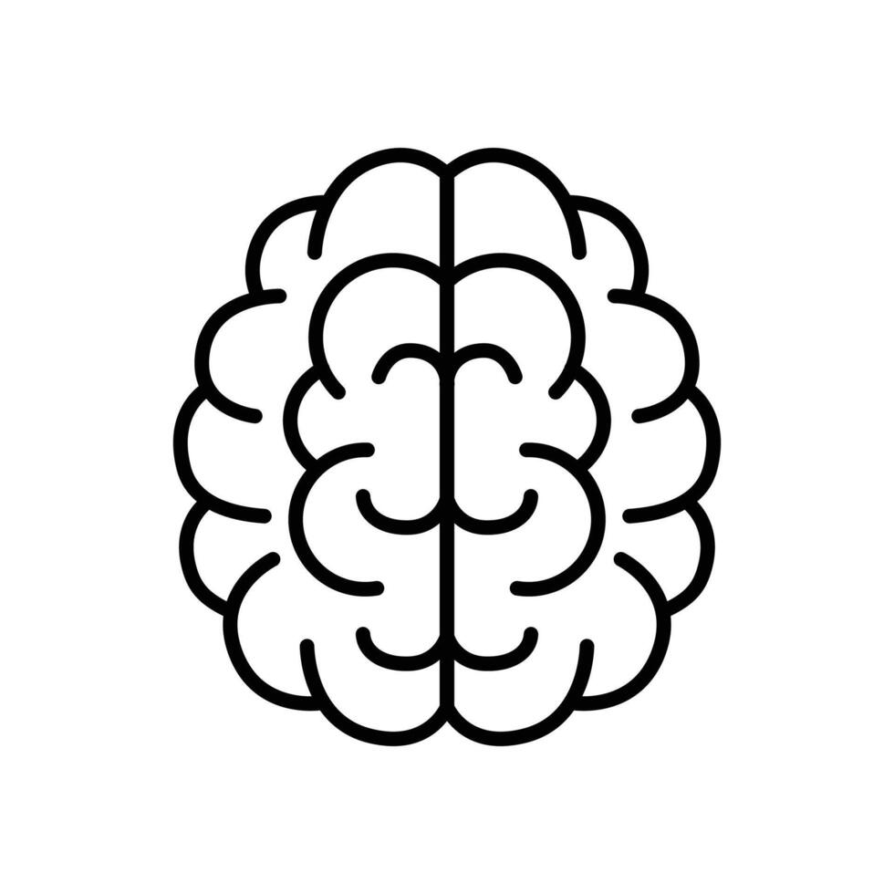 Human brain icon . A thin line sign. Isolated contour symbol illustration vector