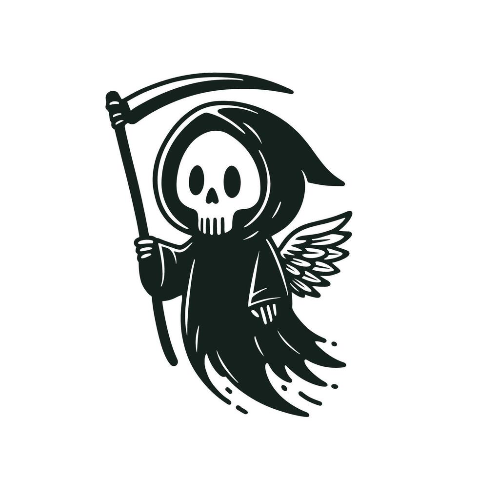 Grim reaper, scythe with wings. illustration. vector