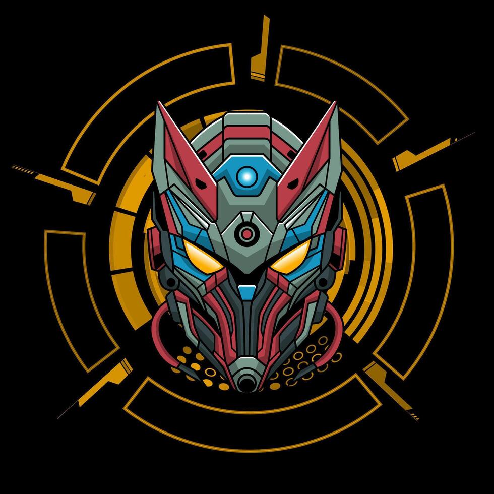 Illustration detailed Robot head. Design logo robot vector
