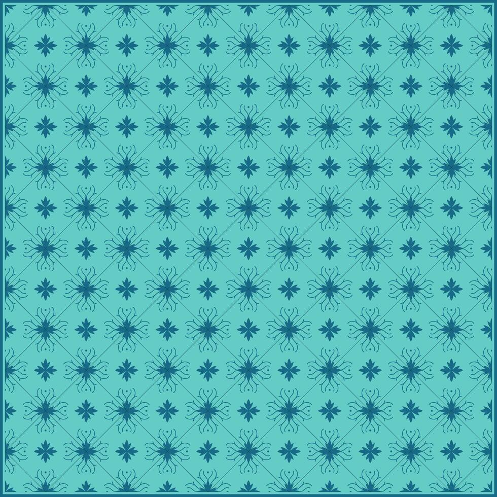 lovely batik pattern of floral ornaments and colorful turquoise background vector