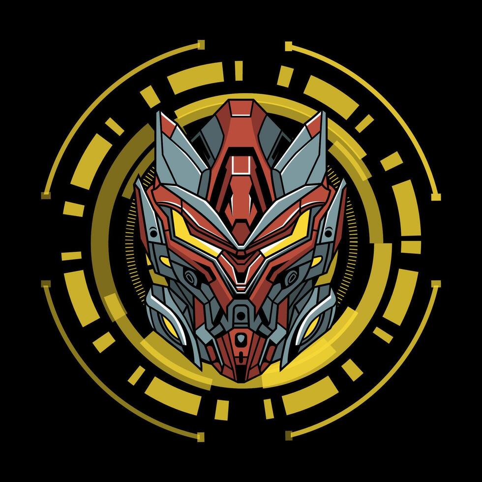 Mecha robot head illustration vector