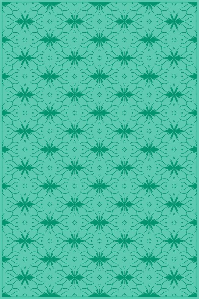 floral batik pattern with beautiful green dominant colors vector