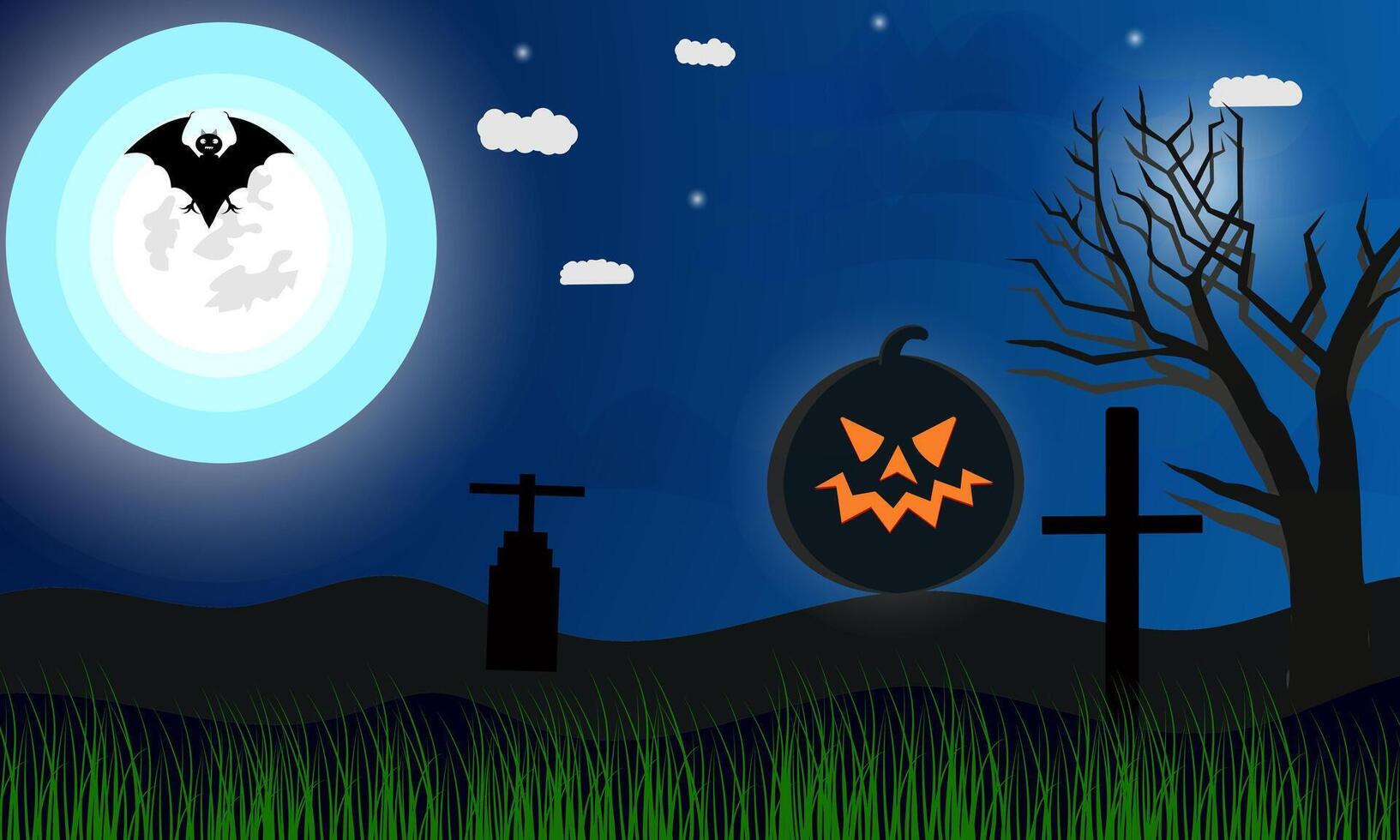 Halloween background design with black pumpkin vector