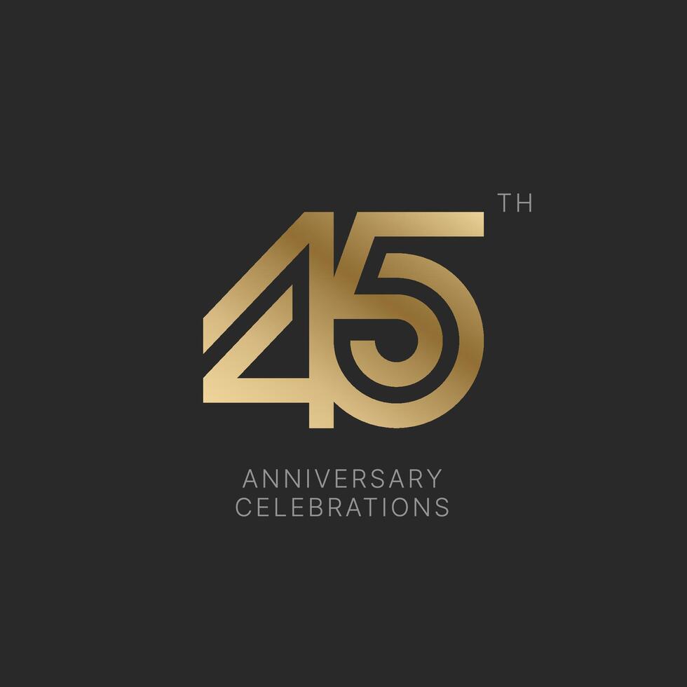 45 years anniversary logo design on black background for celebration event. 45th celebration emblem. vector