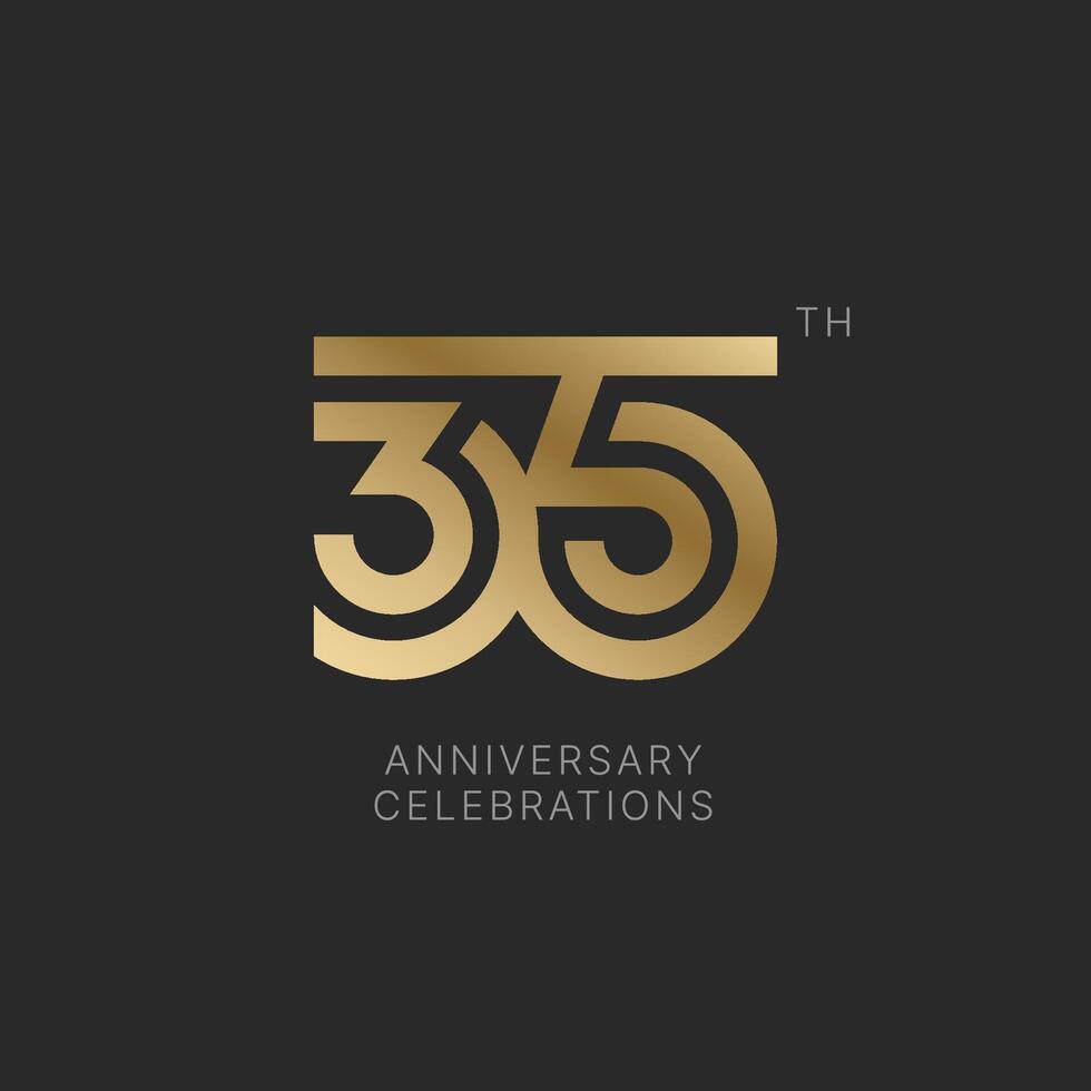 35 years anniversary logo design on black background for celebration event. 35th celebration emblem. vector