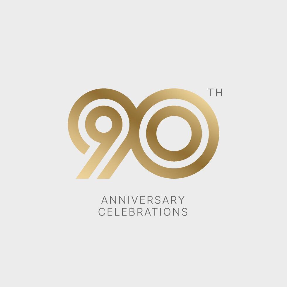 90 years anniversary logo design on white background for celebration event. Emblem of the 90th anniversary. vector