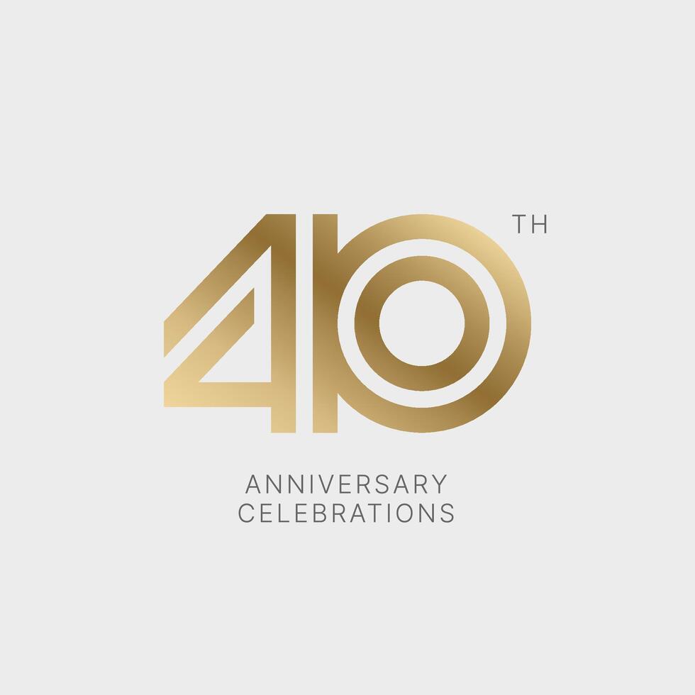40 years anniversary logo design on white background for celebration event. Emblem of the 40th anniversary. vector