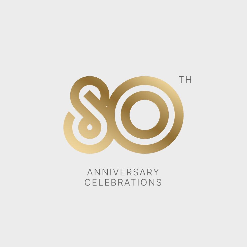 80 years anniversary logo design on white background for celebration event. Emblem of the 80th anniversary. vector