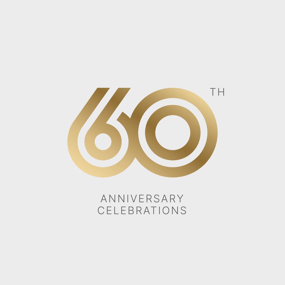 60 years anniversary logo design on white background for celebration event. Emblem of the 60th anniversary. vector