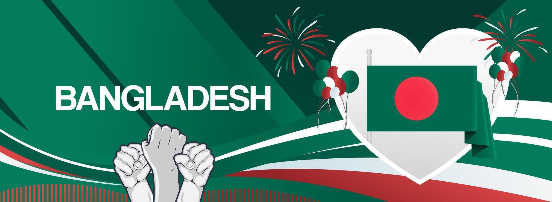 Happy Bangladesh national independence day with love struggle symbol vector