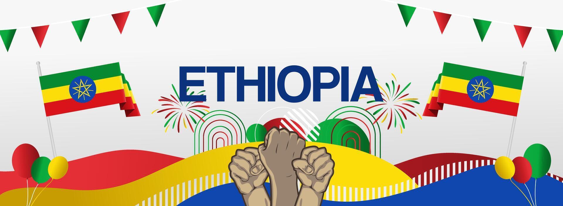 Ethiopian national holiday celebration party banner vector
