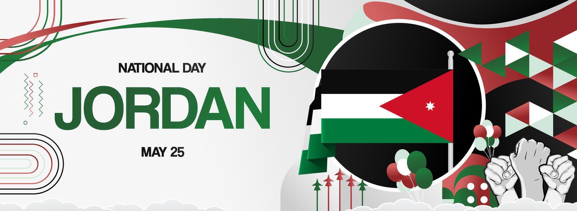 Happy Jordan independence day or national day in modern geometric template vector