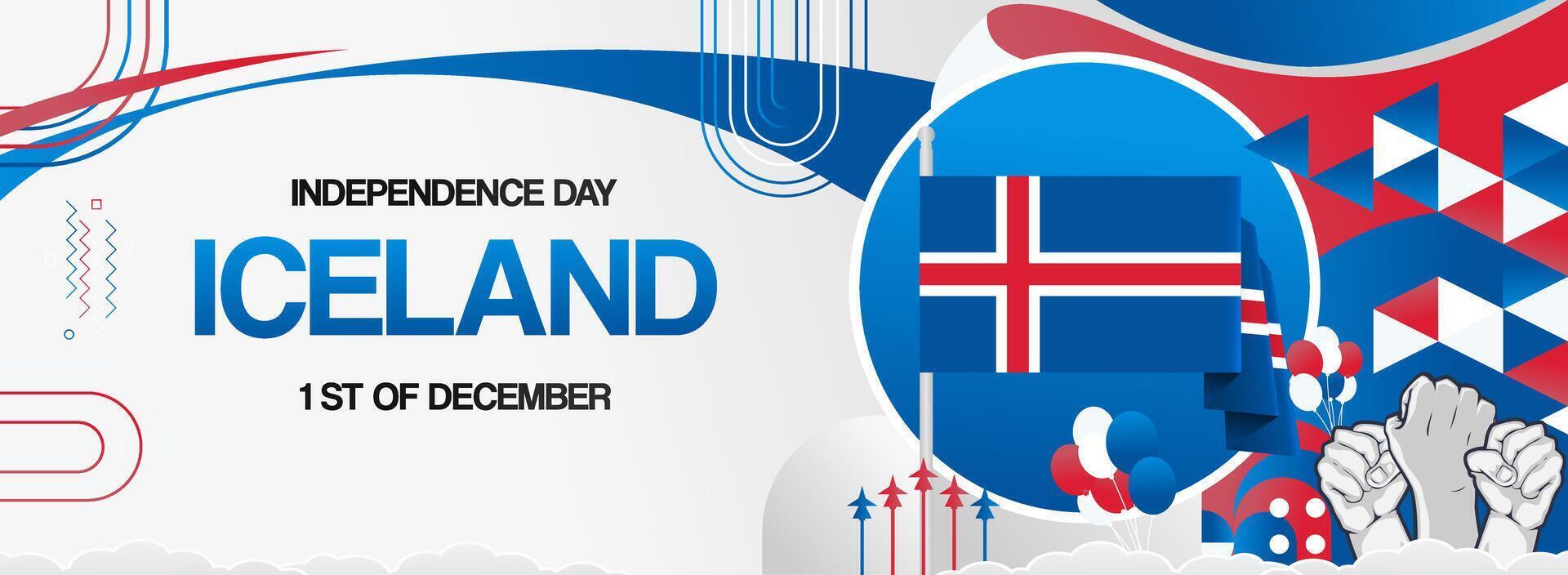 Modern geometric background for Iceland national or independence day in country flag colors vector