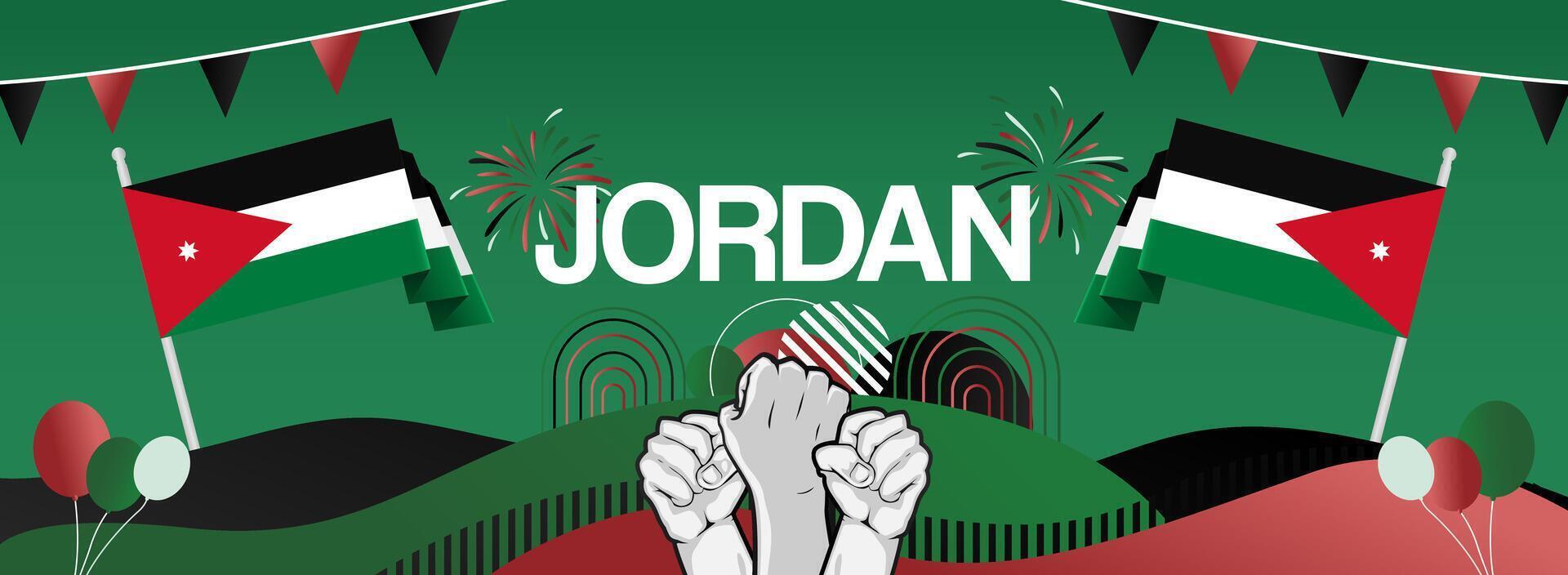 Jordan national day party banner. Happy independence day vector