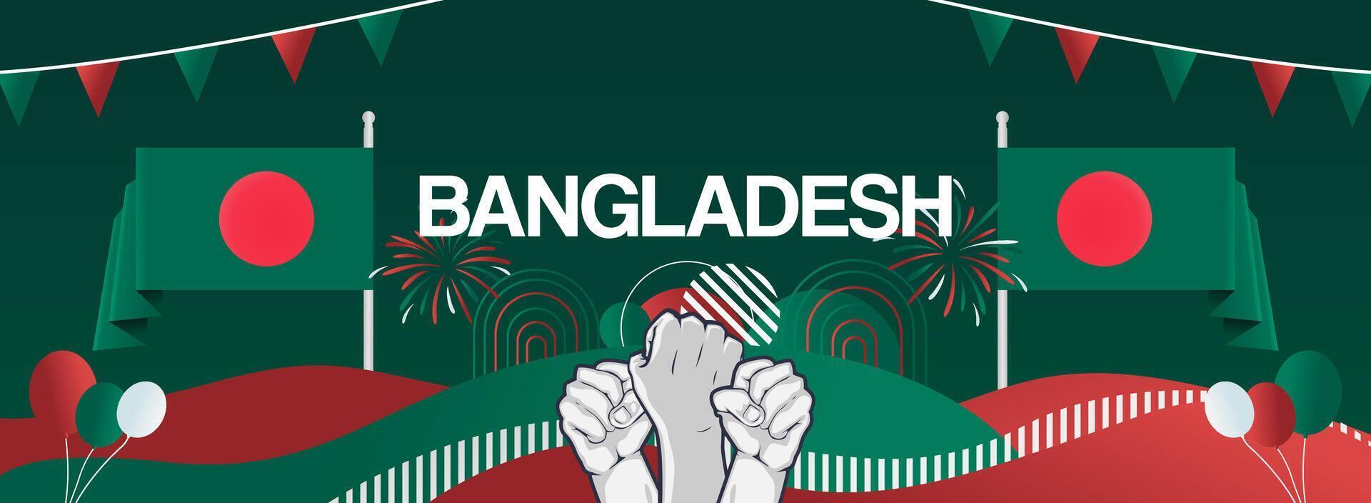 Bangladesh national independence day banner in country flag colors vector